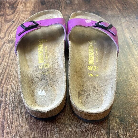 New Birkenstock Purple Shiny Madrid Patent leather 42/US 11 slide sandal shoe - Picture 4 of 7